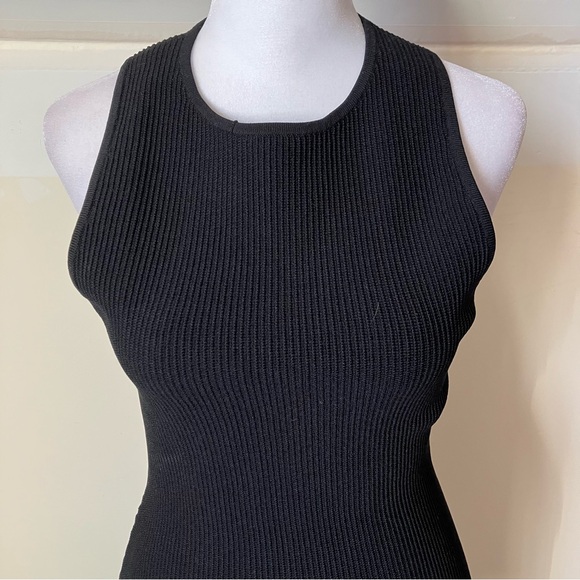 Aritzia Babaton Black Sleeveless Rib Knit Sleeveless Bodycon Mini Dress size Med - Picture 4 of 10